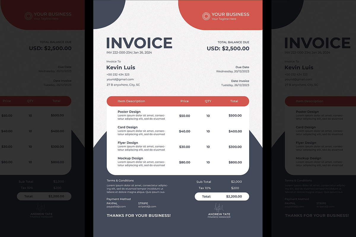 Invoice multipurpose, a Stationery Template by kamalrawat_gd (Photo 3 of 3)