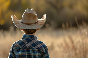 Rustic Back view cowboy boy costume, a Person Photo by Ylivdesign