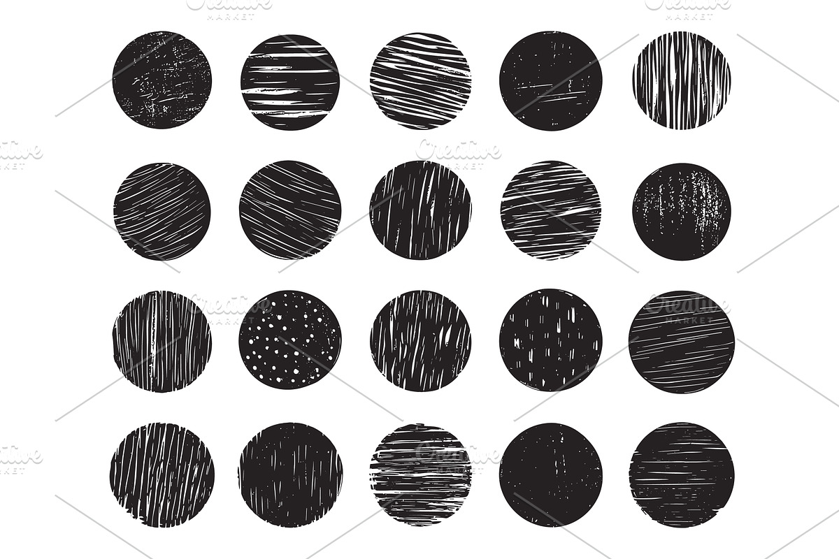 Textured Circles Collection Linocut, an Object Illustration by LadadikArt