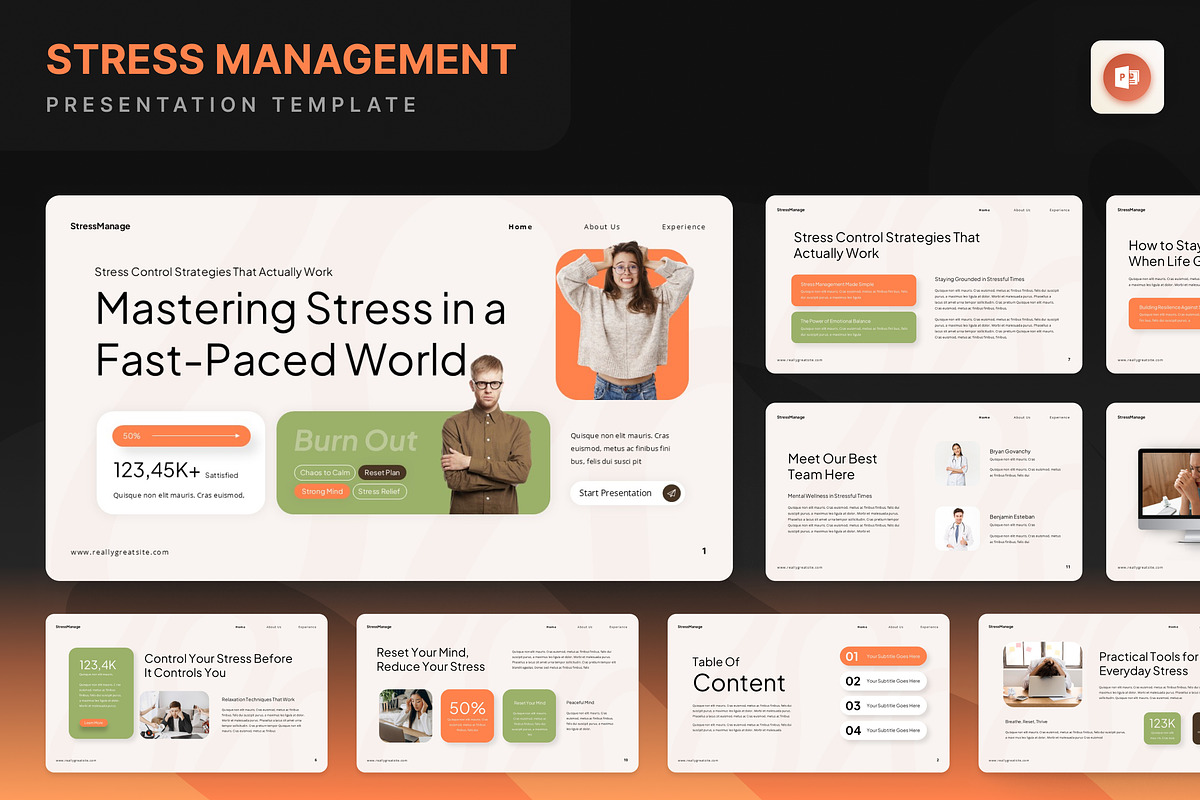 Stress Management PowerPoint, a Presentation Template by Annora Studio (Photo 1 of 7)