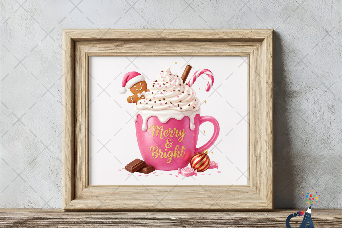 Merry & Bright Pink Coffee PNG, an Illustration by Creative Art (Photo 2 of 6)