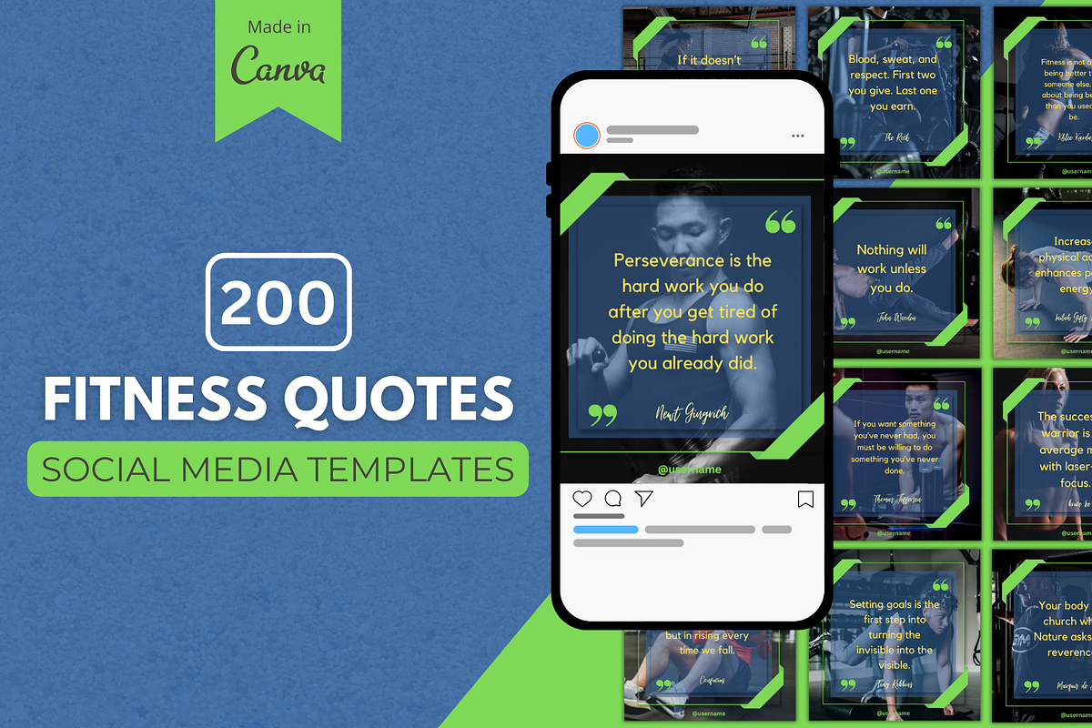 Fitness Quotes Canva Templates, a Social Media Template by Canvagator (Photo 1 of 4)
