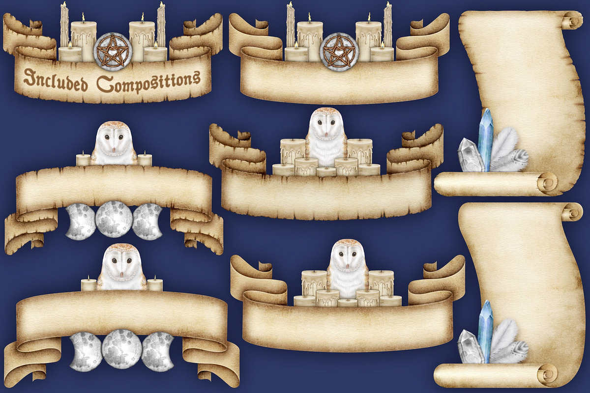 Crystal Magic clip art set., a Seasonal Illustration by Happy Sloth Graphics (Photo 3 of 17)