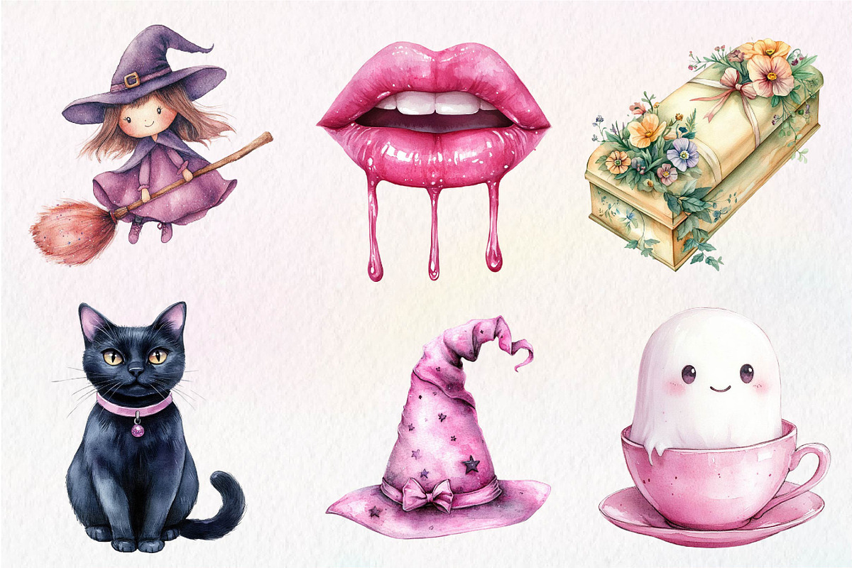 Pink Halloween Clipart PNG, an Illustration by Dream Creation (Photo 3 of 7)