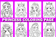 137 Cute Princess Coloring Book for, a Stationery Template by Design Station (Thumbnail 4 of 6)