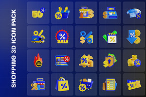 Shopping Icon 3D Illustration Pack