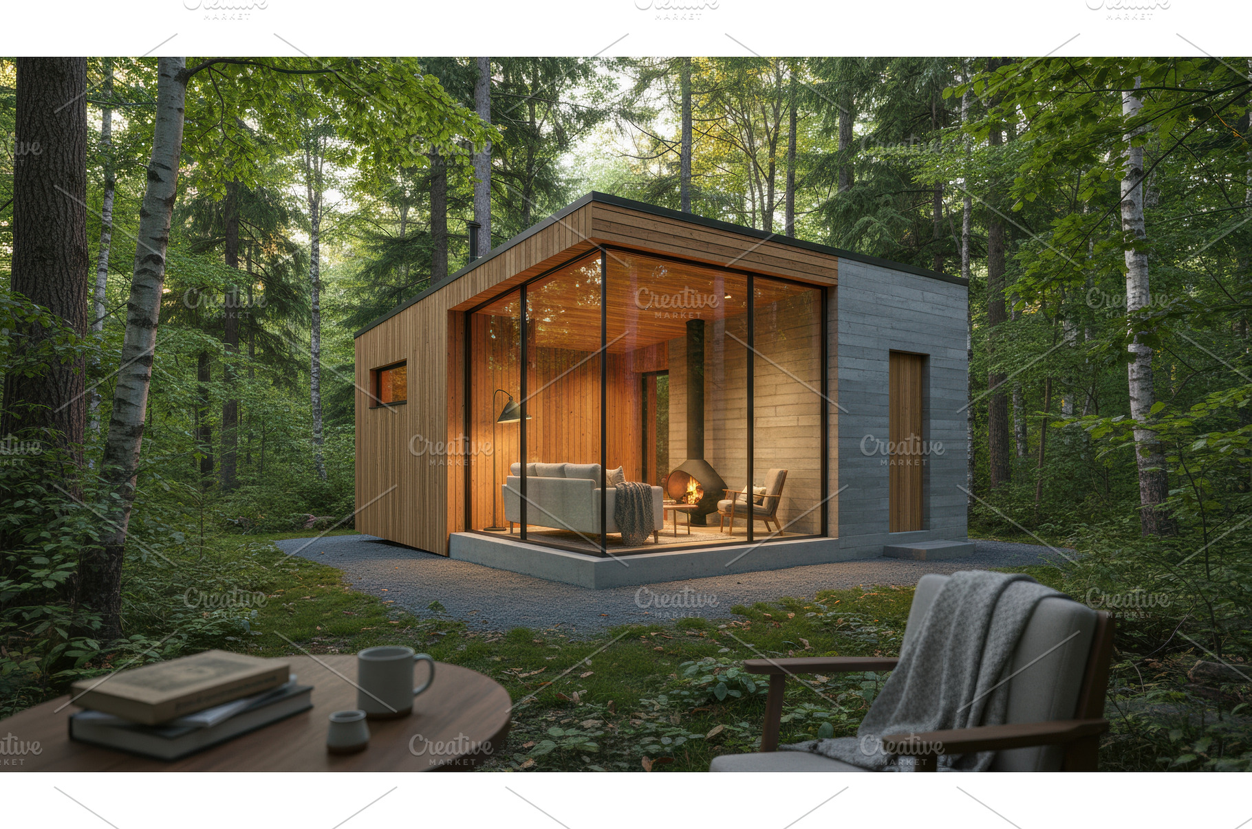 Modern small cabin nestled in lush, an Architecture Photo by Igor Tichonow