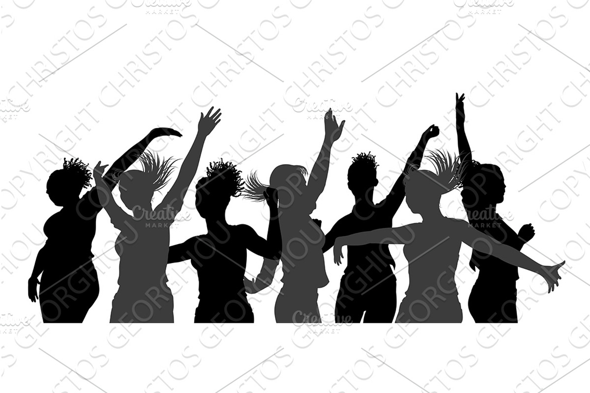Dancing Women Silhouettes Crowd, a Person Illustration by Christos Georghiou