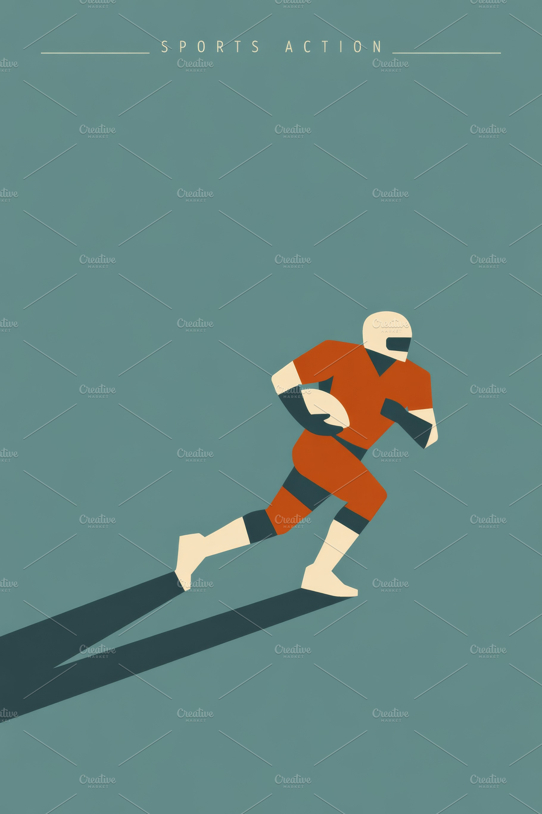 Retro football player illustration w, a Photo by Dvoevnore photos