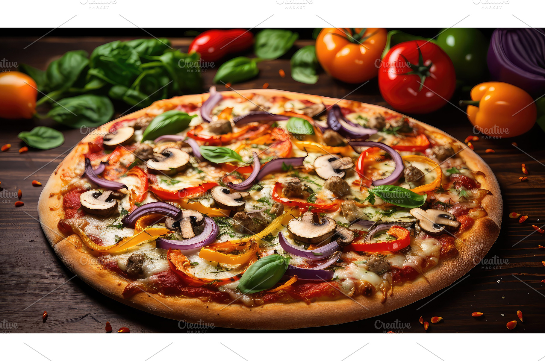 background vegetable pizza food ai, a Food & Drink Photo by pikepicture
