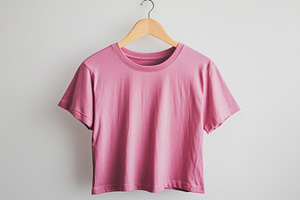 Pink T-shirt on Wooden Hanger Minima, a Beauty & Fashion Photo by Pixeness Studio