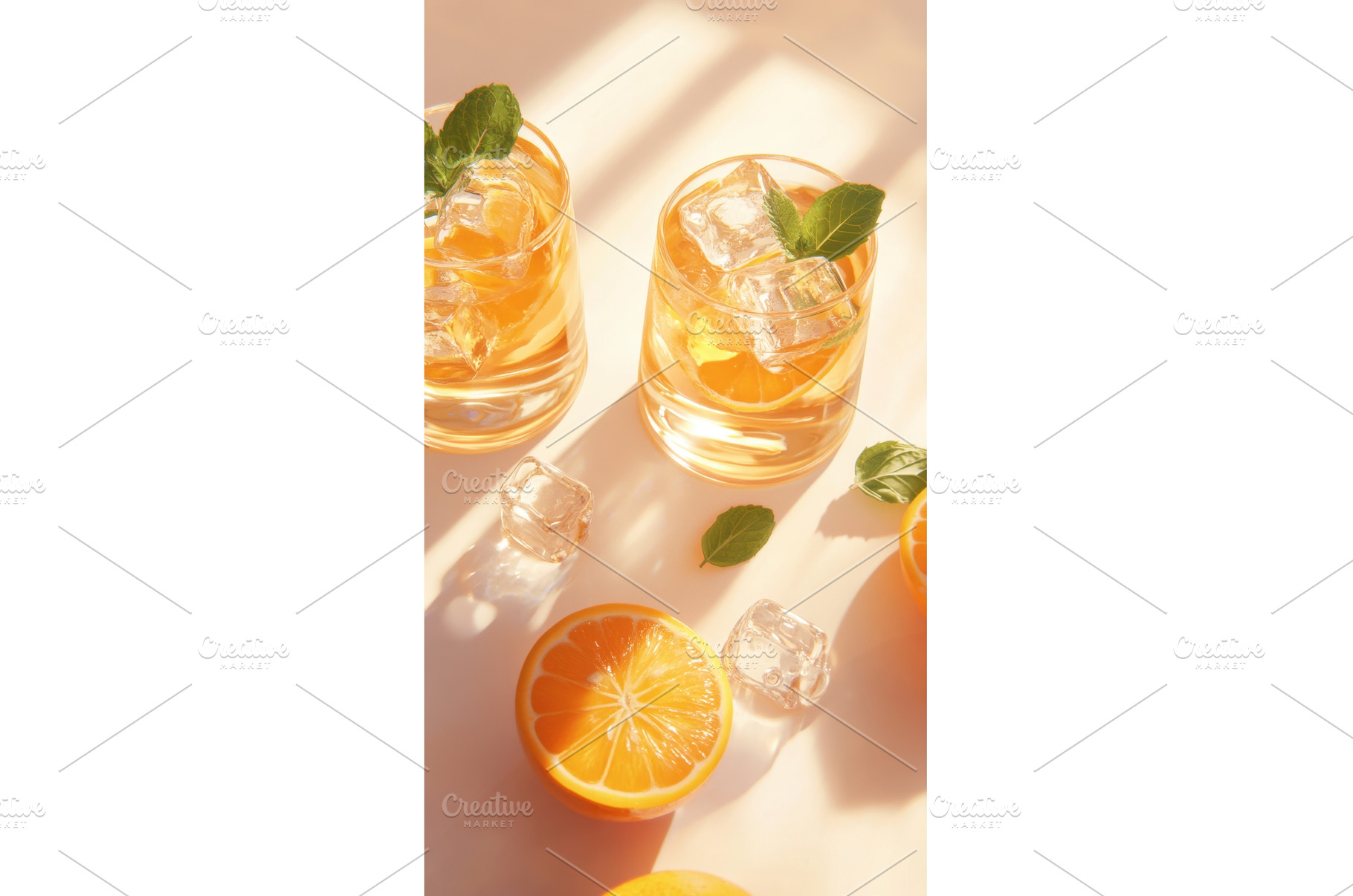 Chilled citrus drink with ice, a Food & Drink Photo by Beautiful things