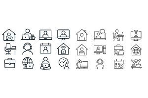 Icons representing remote work, a Technology Photo by ZinetroN