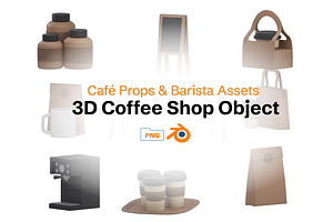 3D Café Props & Barista Assets, an Object 3D Model by Dudukbersama