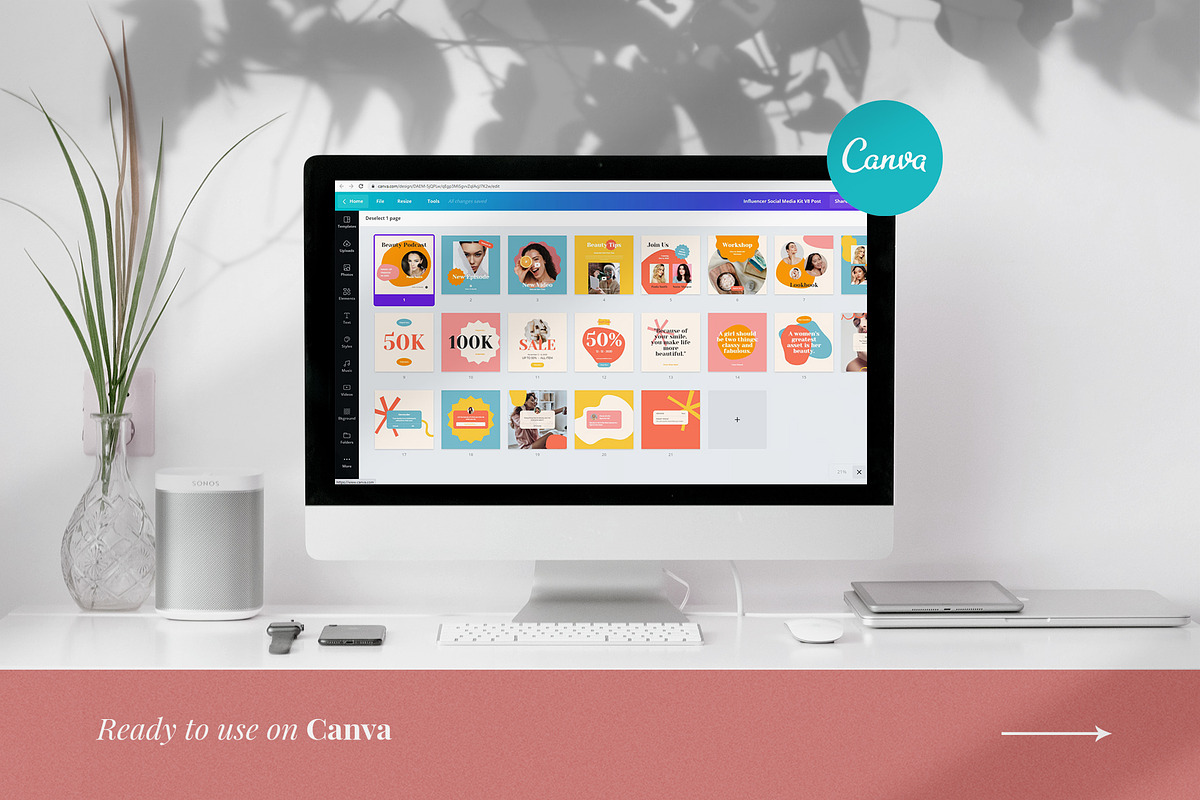 Influencer Instagram Pack | PS CANVA, a Social Media Template by Visuel Colonie® (Photo 3 of 16)