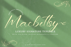 Macbettsy - Luxury Signature Font, a Script Font by Dhabee