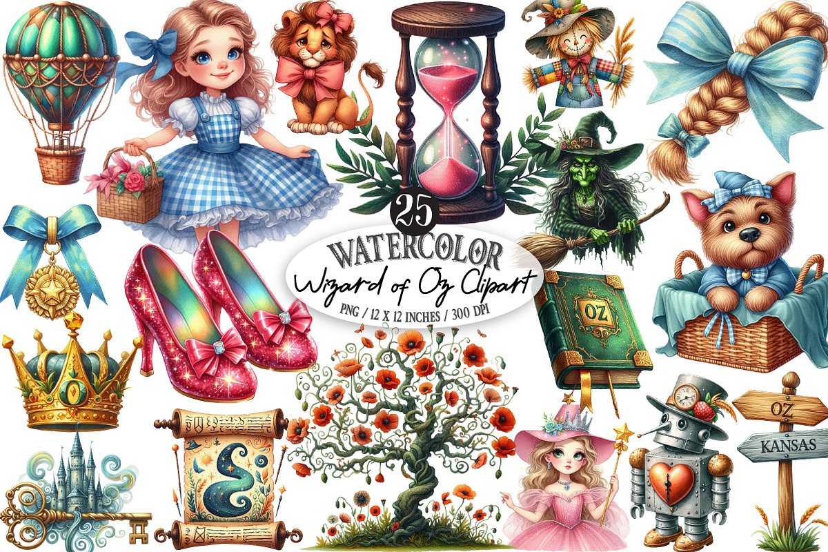 Wizard of Oz Clipart, Dorothy PNG, an Illustration by Designking (Photo 1 of 4)