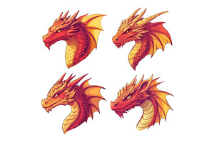 Fantasy dragons cartoon vector set, an Animal Illustration by Onyx