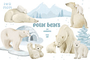 Watercolor Polar Bears Clipart, an Object Graphic by ArtGiftsStudio (Thumbnail 1 of 5)