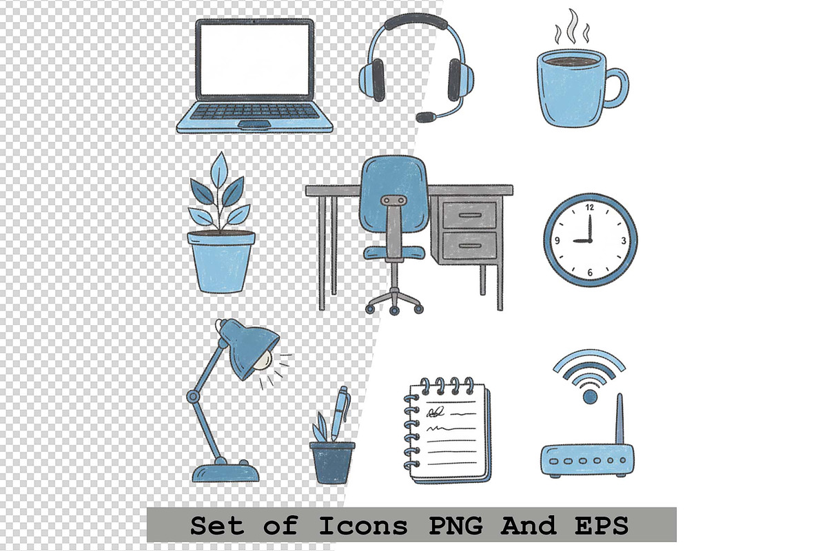 Set of  work from home icons vector, an Icon by one-touch