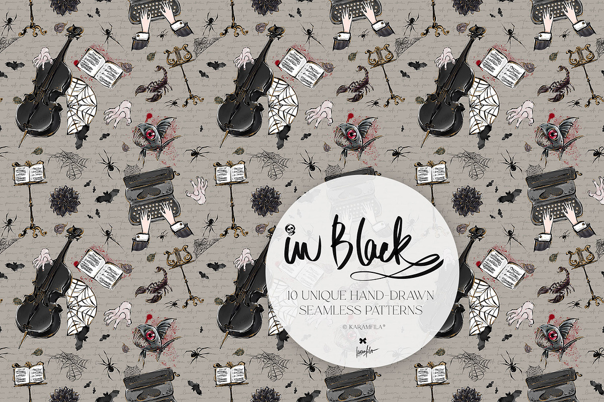 Gothic School Nerd Girl Patterns, a Pattern Graphic by KaramfilaS (Photo 9 of 17)