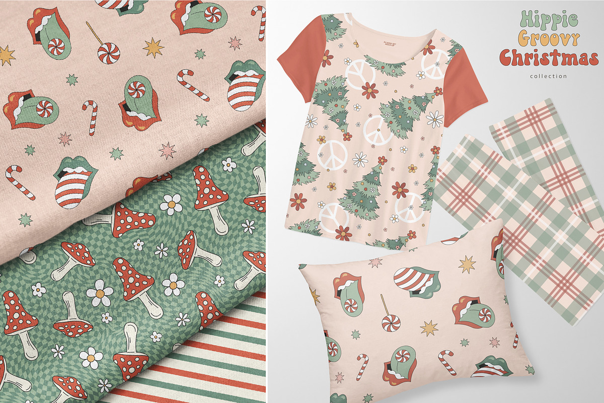 Retro Groovy Christmas collection, a Pattern Graphic by @olga.angelloz (Photo 8 of 12)