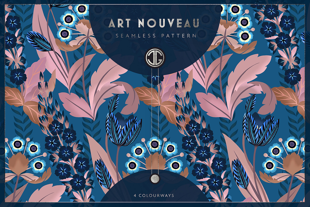 ART NOUVEAU seamless pattern, a Pattern Graphic by C & G (Photo 1 of 7)