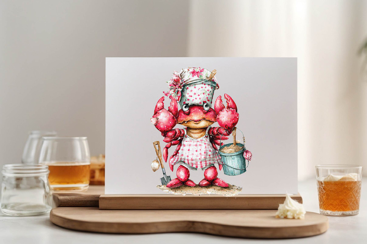 Whimsical Summer Crab Clipart Bundl, an Illustration by SVGArt (Photo 4 of 9)
