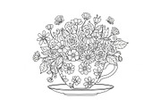 Floral Teacup Line Art Bundle, an Illustration by Gfx_Store (Thumbnail 16 of 51)