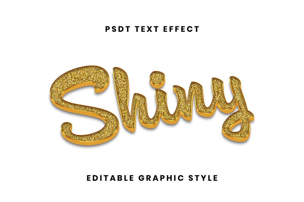 Gold Glitter Script Text Effect, a Brushes & More by studiogstock (Photo 2 of 2)
