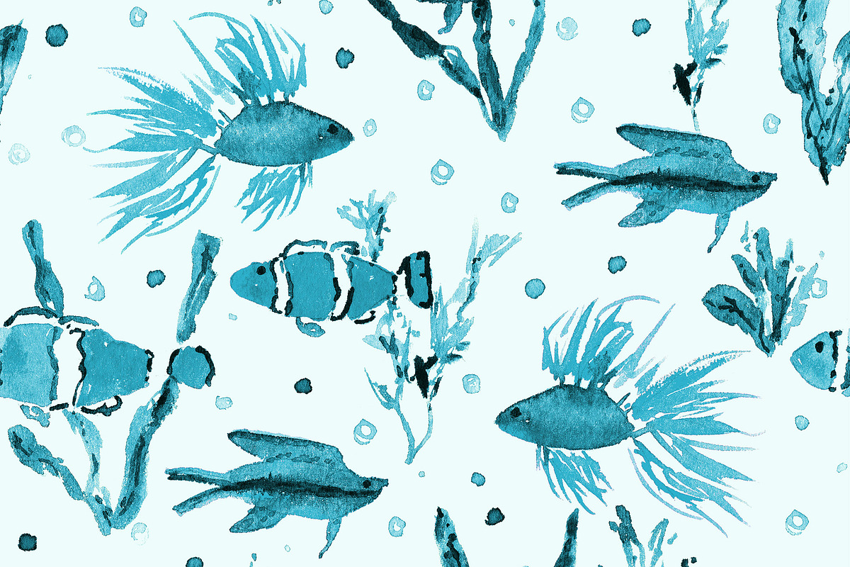 Maldives - fish pattern, a Pattern Graphic by Katerina Tova (Photo 5 of 7)