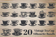 Vintage Tea Cup Silhouette Bundle, an Object Graphic by hafijul (Thumbnail 4 of 4)