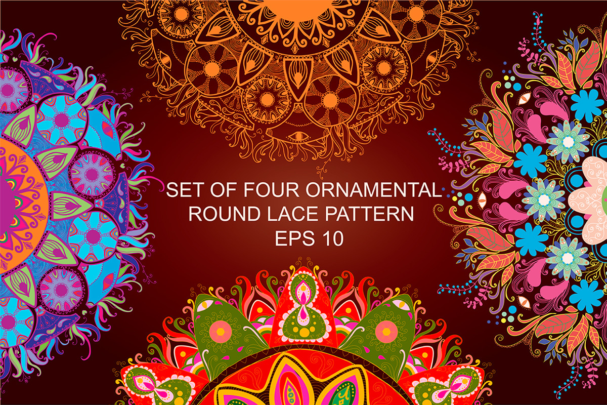 Set of four Ornamental round pattern