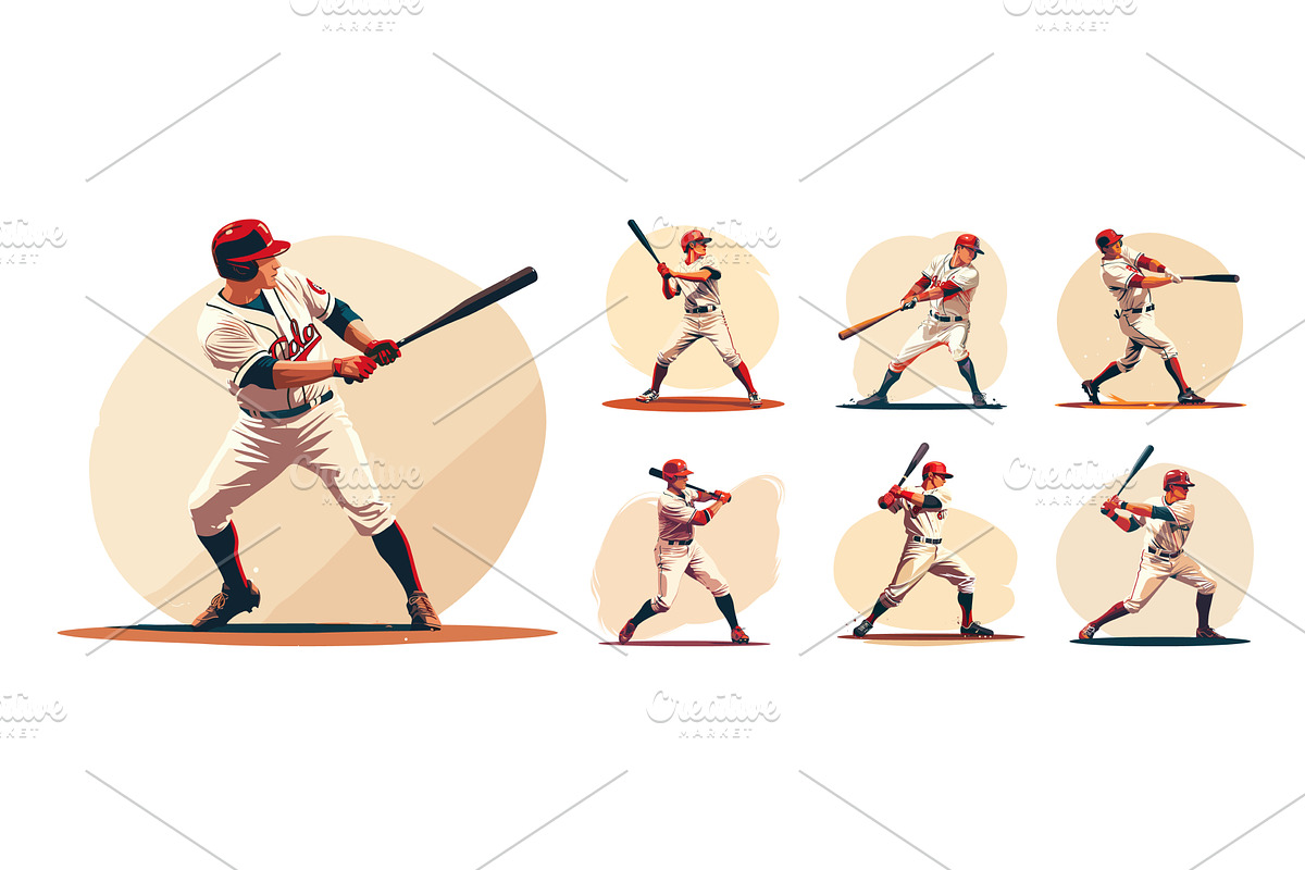 Cartoon baseball players. National, a Sport Illustration by Stock-Smart-Start