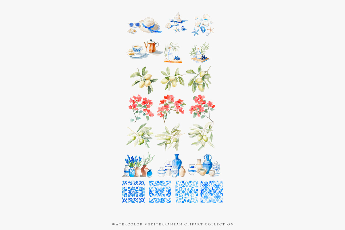 greek clipart mediterranean set, a Decorative Illustration by Patishop Art (Photo 10 of 10)