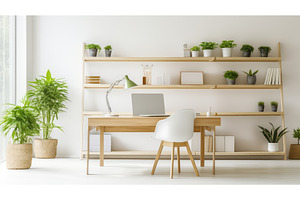 aesthetic white space office ai, an Architecture Photo by pikepicture