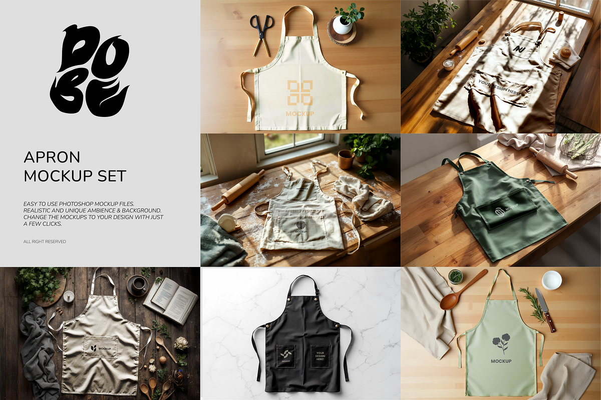 Apron Mockup Set, a Household Mockup by DOBE Studio (Photo 1 of 8)