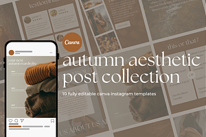 Autumn Aesthetic Instagram Posts, a Social Media Template by Ashlee Marie Design