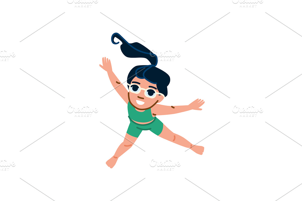 Happy swimmer girl jumping with, a Sport Illustration by pikepicture