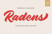 Radens - Vintage Bold Script, a Script Font by Almarkhatype (Thumbnail 1 of 12)