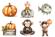 Cottagecore Pumpkin Clipart Set, an Illustration by CitraGraphics (Thumbnail 4 of 5)