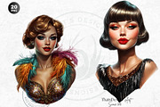 Vintage flappers clipart set, a Decorative Illustration by ThatsDesignArt (Thumbnail 5 of 10)