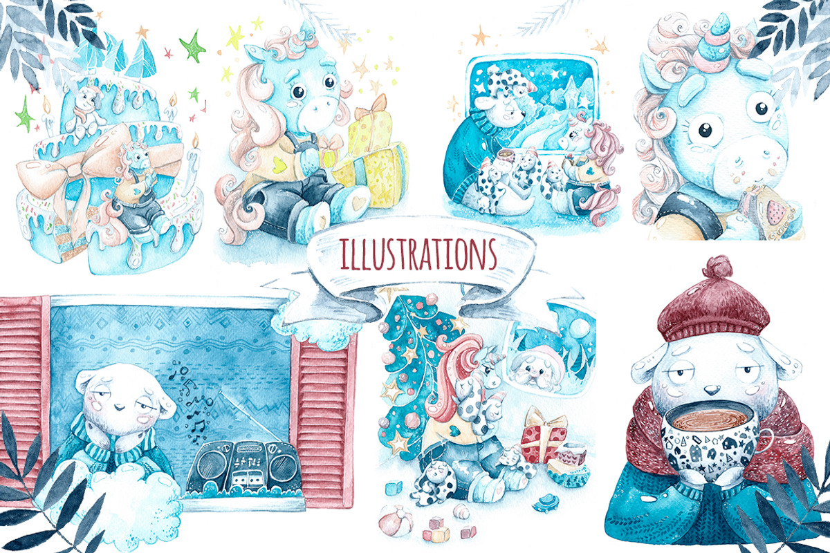 Watercolor Winter animals., an Illustration by talloshau's illustrations (Photo 8 of 9)