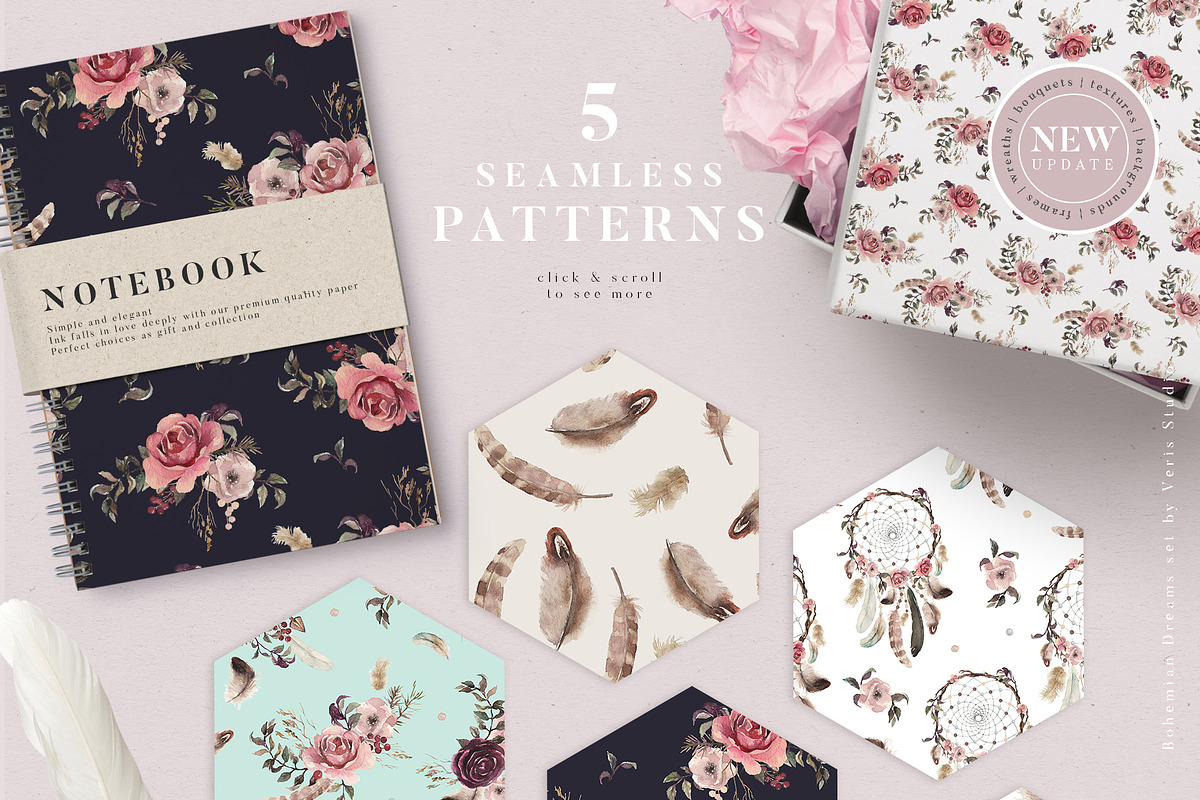 Watercolor Boho Floral Unicorn Set, a Decorative Illustration by Veris Studio (Photo 11 of 15)