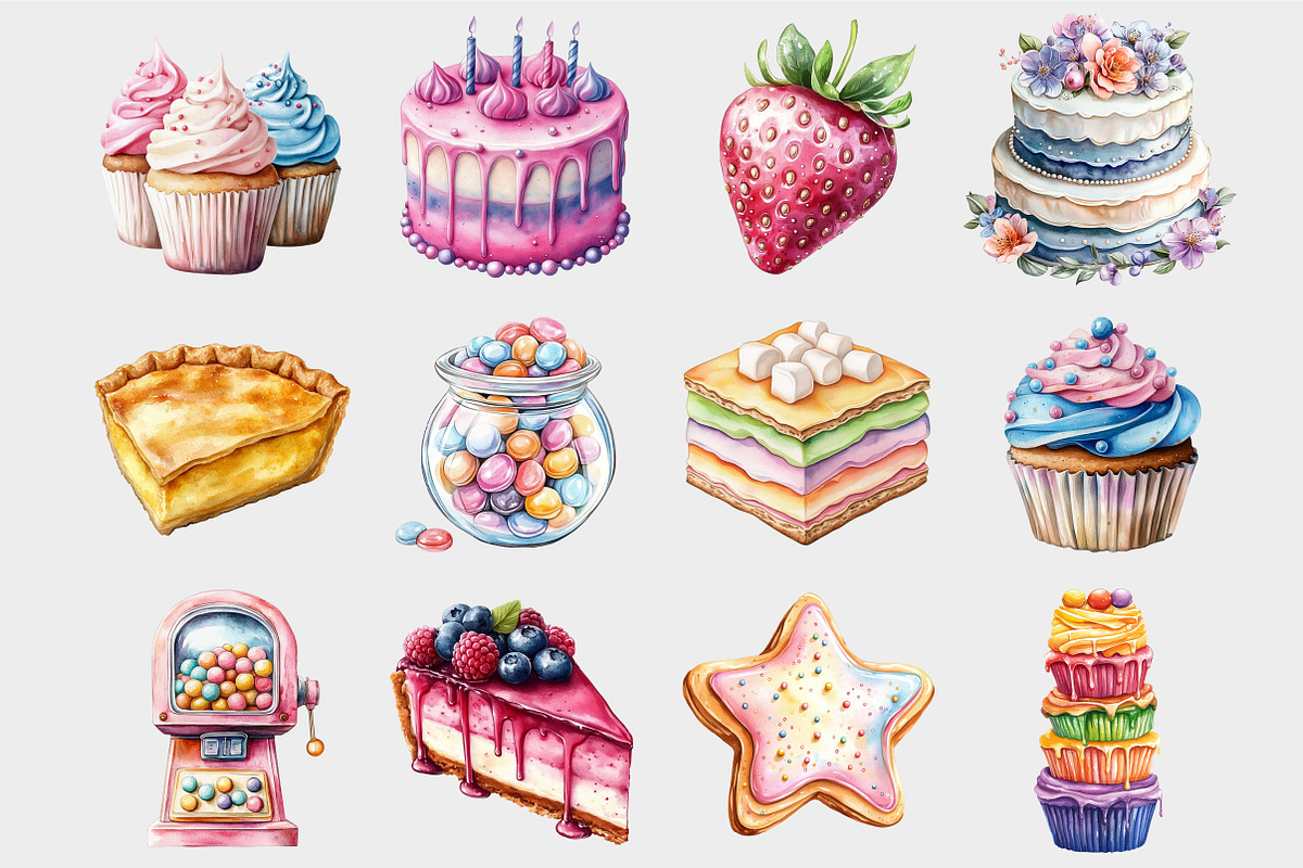 Watercolor Sweets Candy Clipart, a Seasonal Illustration by Design Market (Photo 4 of 5)