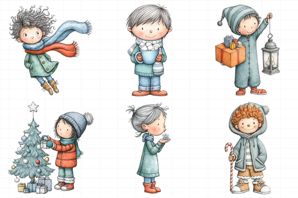 Holiday Kids Clipart Bundle, an Illustration by Daily.Designs (Photo 3 of 5)