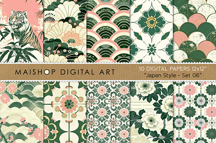 Japanese Style Seamless Patterns, a Pattern Graphic by Maishop