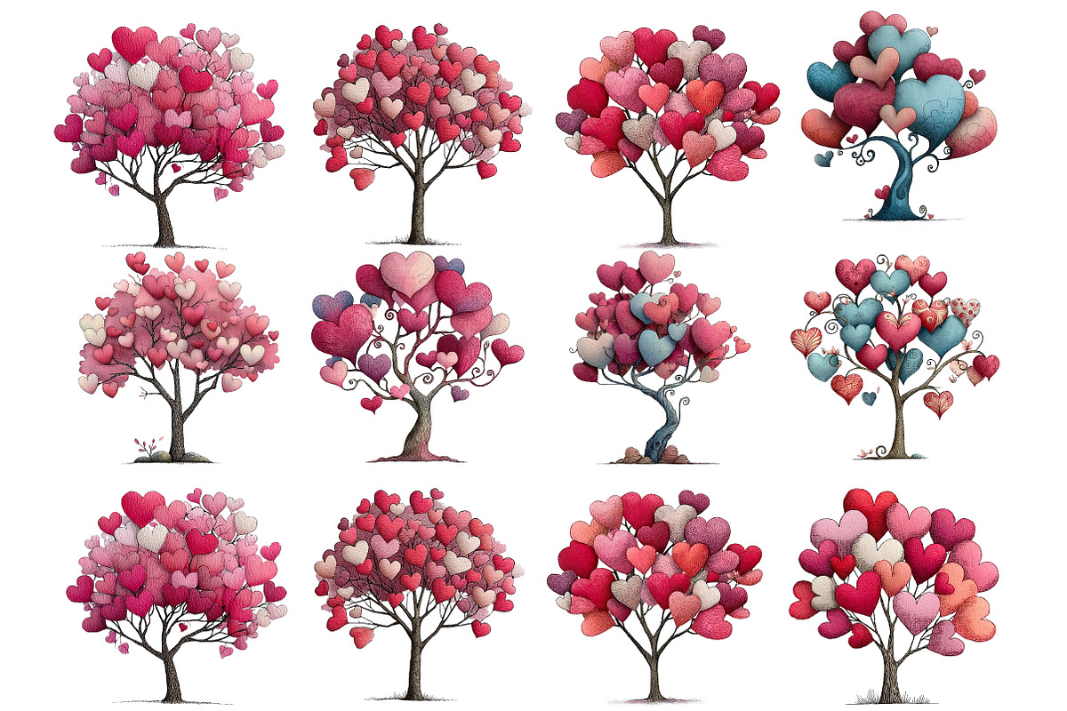 Quirky Valentine Day Tree Clipart, an Illustration by DreamArtGraphic (Photo 3 of 4)
