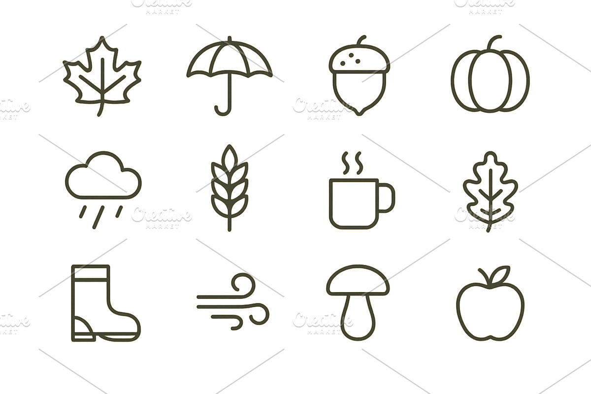 Fall symbols collection showcasing, an Illustration by ZinetroN