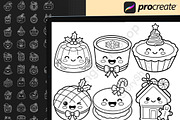 Christmas Kawaii Dessert Procreate, a Brush Add-On by DrawingStoryShop (Thumbnail 3 of 6)